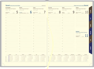 Kalendarze książkowe tygodniowe chamois z niebieskiem zadrukiem